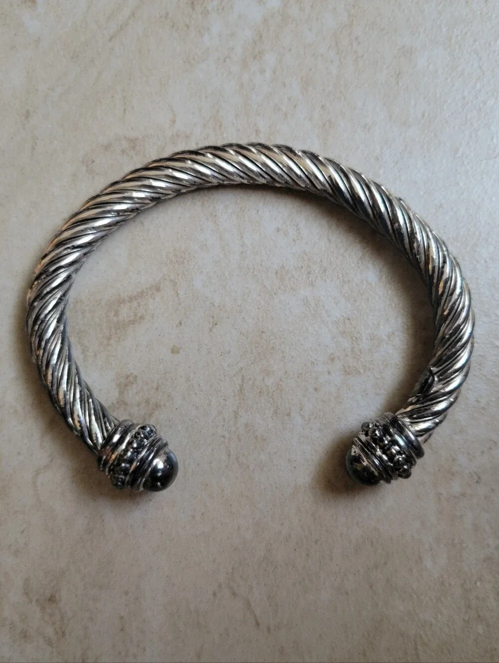 Sterling Silver Twisted Cuff Bracelet - Classic Open Bangle